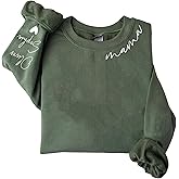 DILYPOD Personalized Mama Crewneck Sweatshirt, Custom Mama Sweatshirt with Kids Name, Gift For Mothers Day Christmas Shirt