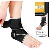 KTSAY Ankle Brace for Sprained Ankle, Ankle Support for Women & Men, Adjustable Compression Wrap for Achilles Tendonitis & Plantar Fasciitis Relief (Grey)