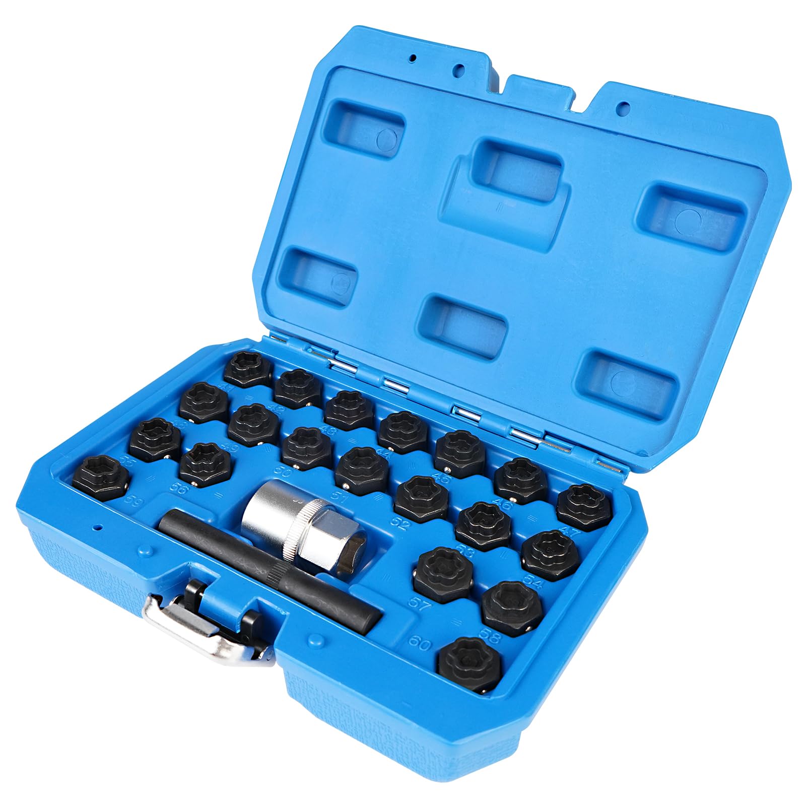 Photo 1 of Donpida 22PCS Wheel Locking Key Removal Tool Kit, Wheel Anti-Theft Lock Lug Nut Screw Remover Set with 1/2 Inch Driver Scoket Adaptor and Punch Compatible with BMW F 1 3 4 5 6 7 Series Not All