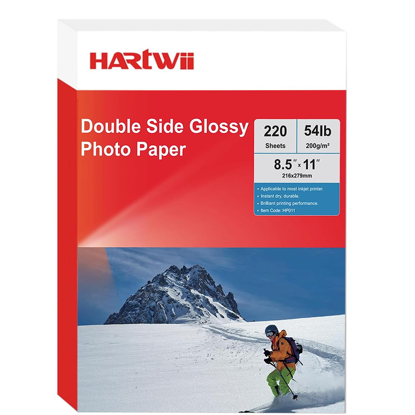 Photo 1 of HARtwii 220 Sheets Double Side High Glossy Photo Paper 8.5x11 Inches 54lbs for Inkjet Printers and Dye Ink 200Gsm Suitable for Inkjet Printing Printer