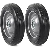 (2-Pack) AR-PRO 6&rdquo; x 1.5&rdquo; Flat Free Solid Rubber Wheel Assemblies - Replacement Hand Truck Wheels with Ball Bearings and 5/8&rdquo; Bore Hole Diameter - Heavy-Duty Solid Rubber Wheels 132 lbs Load Capacity