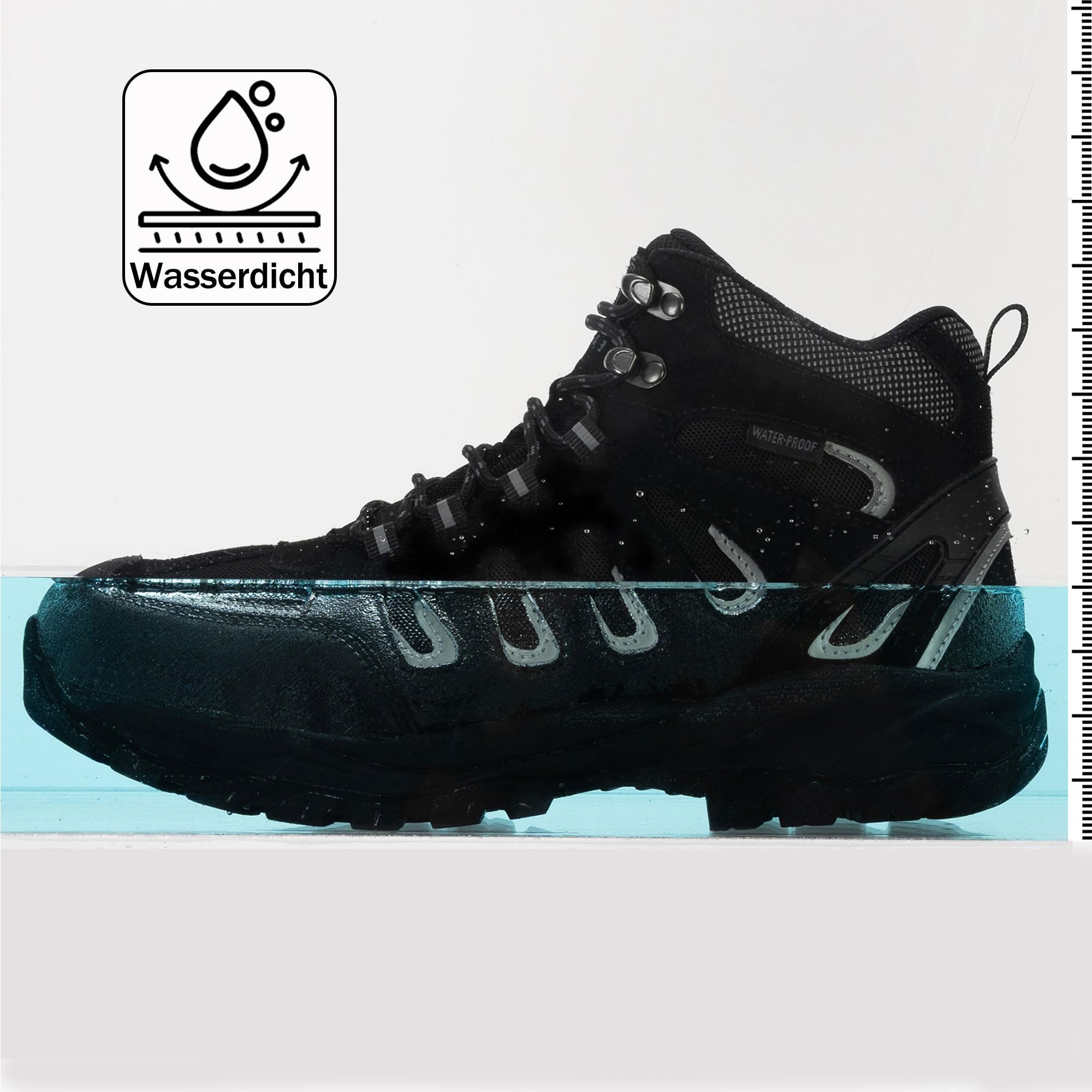 EARLDE Herren Wasserdichte Wanderschuhe Knöchelhohe Leicht Trekkingschuhe | Rutschfest Wanderstiefel hiking walking schuhe Langlebig Stiefel Outdoorschuhe für wandern trekking und trails Schwarz 43 EU 5