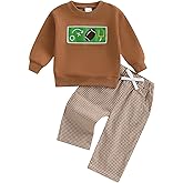 Socutebabe Football Baby Boy Clothes Toddler Football Outfit Long Sleeve Sweatshirt Plaid Pants Cute Fall Winter Outfits