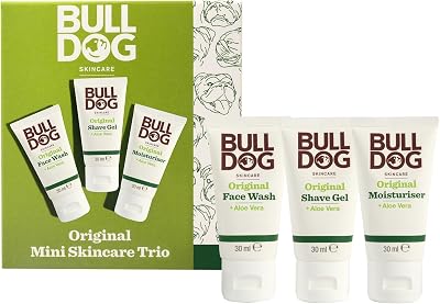 Bulldog Men's Gift Set Mini Trio Original Face Wash Shave Gel Moisturiser