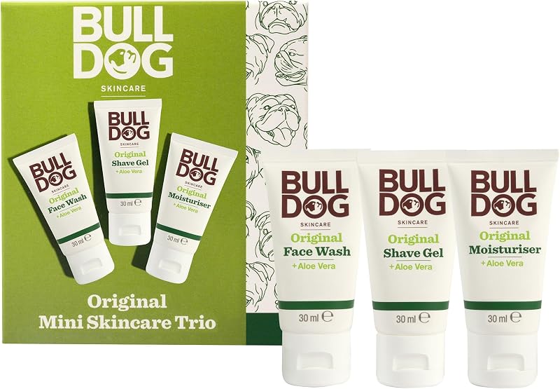 Bulldog Men's Gift Set Mini Trio Original Face Wash Shave Gel Moisturiser