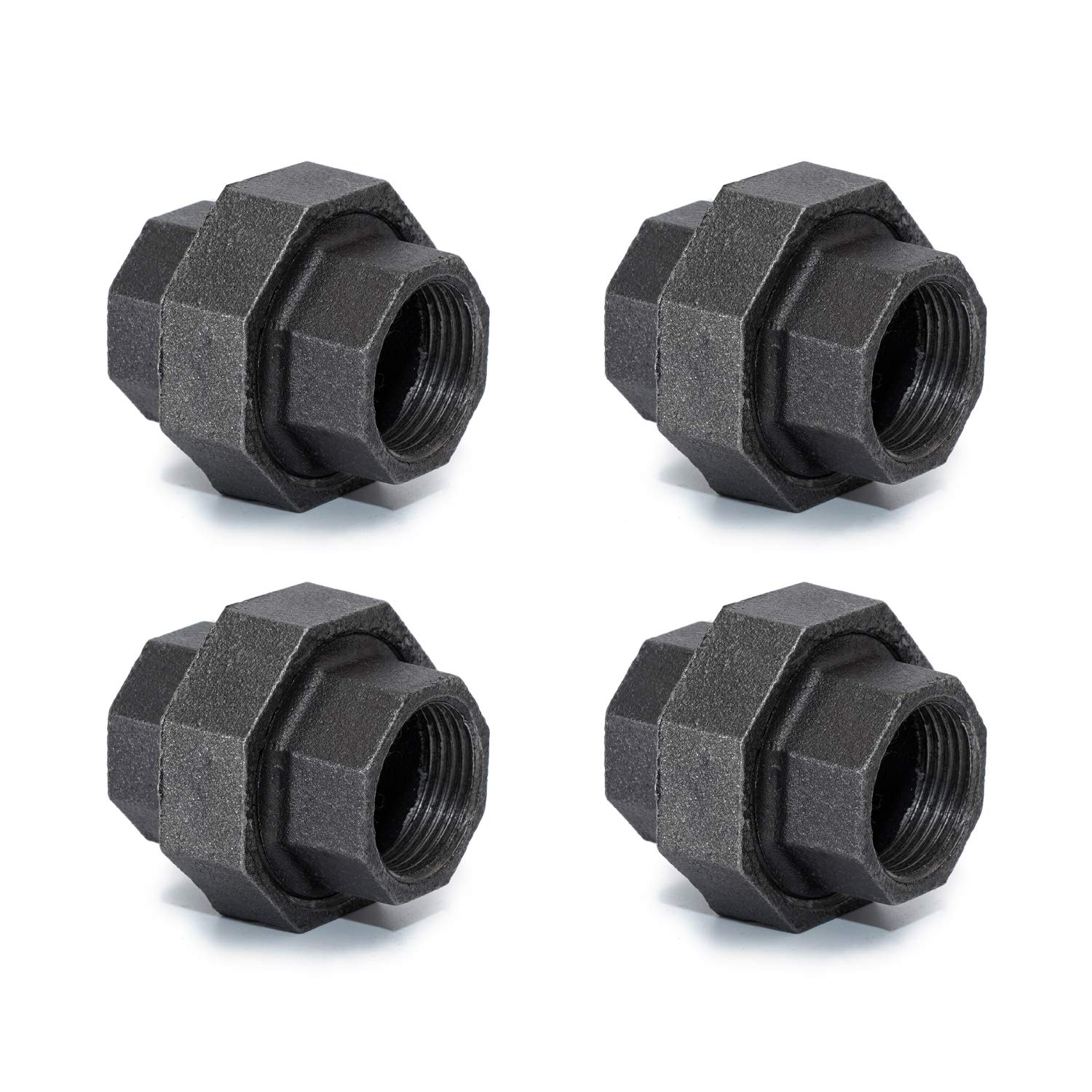 View 1 of 1" Cast Iron Union, Home TZH 4 Pack 1" Industrial Malleable Female Pipe Fitting Union for Industrial Vintage Style DIY Project/Furniture/Shelving Decoration (4, 1")