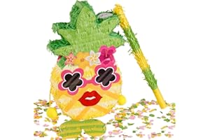Homarkable Small Pineapple Pinata, with Blindfold and Stick for Hawaiian Tropical Luau Party Supplies, Summer Fruit Themed Birthday Party Decorations for Girls Boys Kids