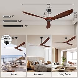 Chriari 60'' Ceiling Fan With Remote and Wall