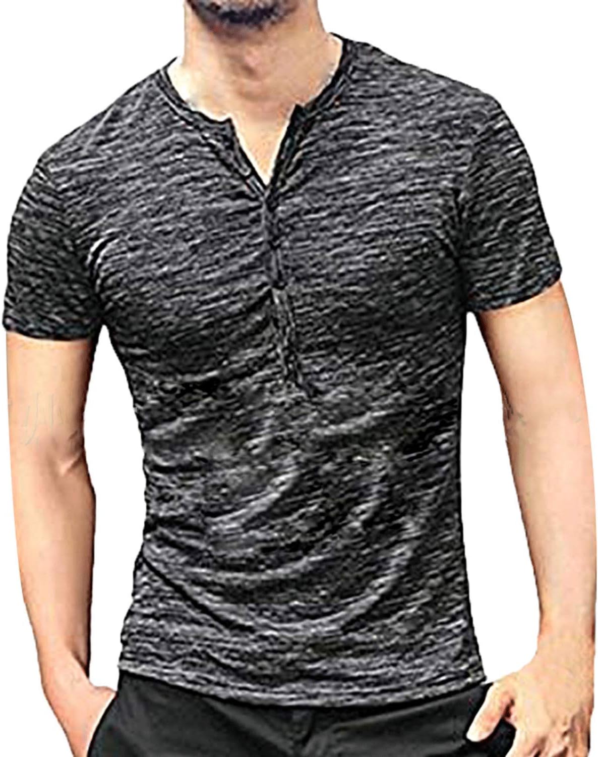 JOKHOO Mens Long Sleeve Hipster Hip Hop Basic Henley T Shirt for Men