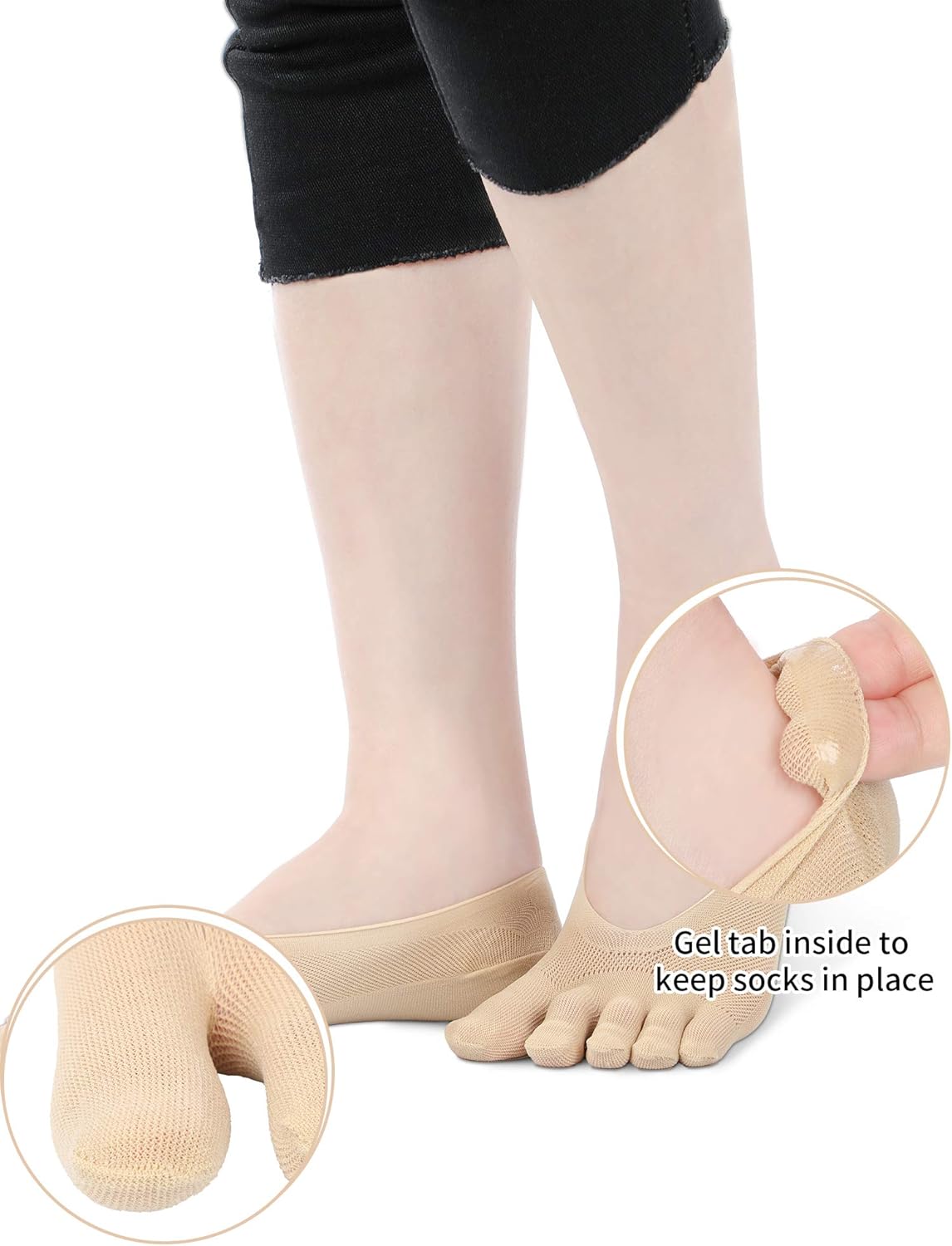 Pangda 6 Pairs Women Toe Socks No Show Full Five Finger Socks Low-cut Liner Socks with Gel Tab (Color Set 1) at  Women’s Clothing store