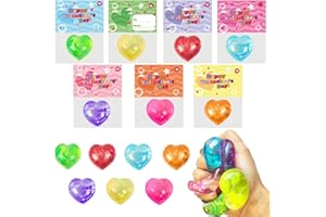 BEIGUO 28 Pack Heart-Shaped Stress Balls with Valentine's Day Cards for Kids Party Favors Valentine's School Classroom Exchange Gifts