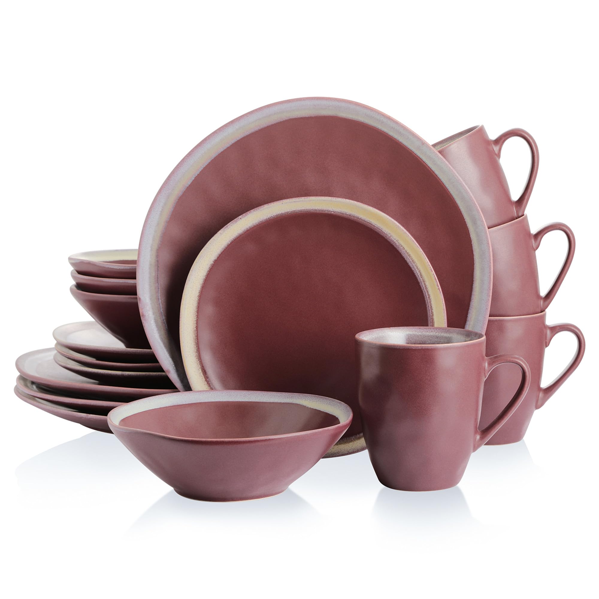 Stone Lain Serafina Stoneware 16-piece Round Dinnerware Set, Wine Image