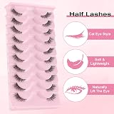 Sixstarhair Half Lashes Natural Look 10 Pairs Cat Eye Wispy Clear Band view 4