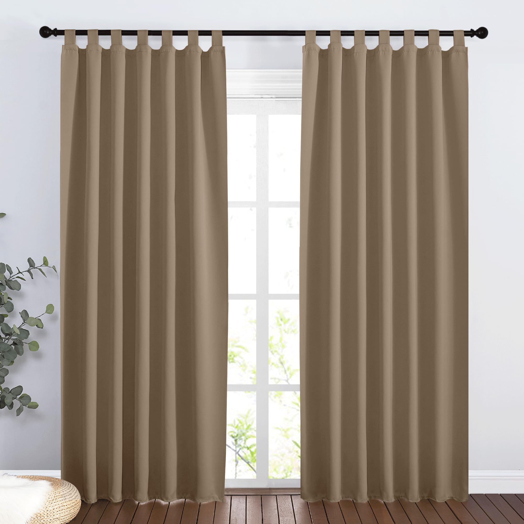 PONY DANCE Curtain for Children's Room Boys – 2 Pieces Thermal Curtains Against Cold Loop Curtains Living Room Blackout Curtains H 200 x W 140 cm Cappuccino — image 1