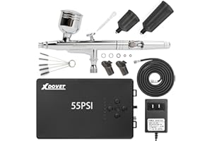 XDOVET 2024 Upgrade 55PSI Airbrush Kit Multi-Function Professional Dual-Action Airbrush Gun High Power Air Compressor More Suit for Shoe Clothing Model Tattoo Nail Design Art Drawing Cake Decoration