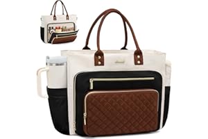 LOVEVOOK Sac fourre-tout pour enseignant pour femme, sac pour ordinateur portable avec grand porte-gobelet, sac à main pour i