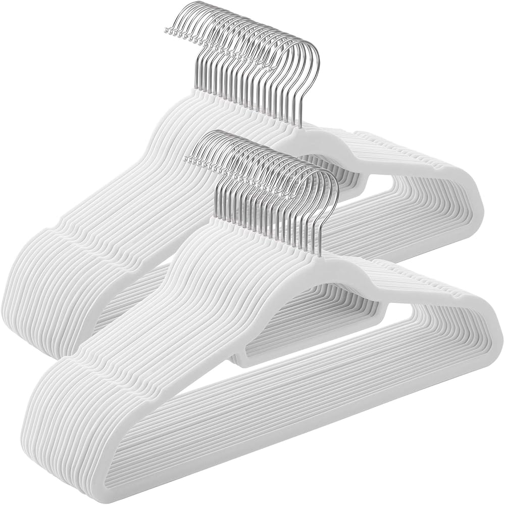 SONGMICS Velvet Hangers Set of 50, Non-Slip, 360 Swivel Hooks, 0.6 cm Thick