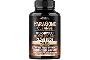 NUTRAHARMONY Wormwood, Black Walnut, Clove & Astragalus - ParaGone for Cleanse, Detox, Intestinal & Gut Flora Support - 12 in 1 Complex for Men & Women - NON-GMO, Vegan - Made in USA - 60 Capsules for 2 Months