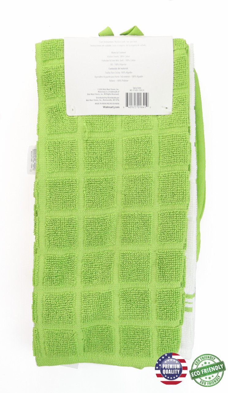 Lime Green 5 piece kitchen towel set Mainstays