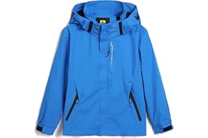 Hikevitang Boys Girls Lightweight Raincoat Waterproof Hooded Rain Jacket Windbreaker kids jacket