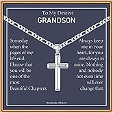 Ieftop Cross Necklace Gifts for Men Him, Silver/Black/Gold Figaro Chain Cross Necklace for Men Baptism Religious Gift for Dad Son Anniversary Birthday Gifts for Dad Son Husband from Daughter Wife