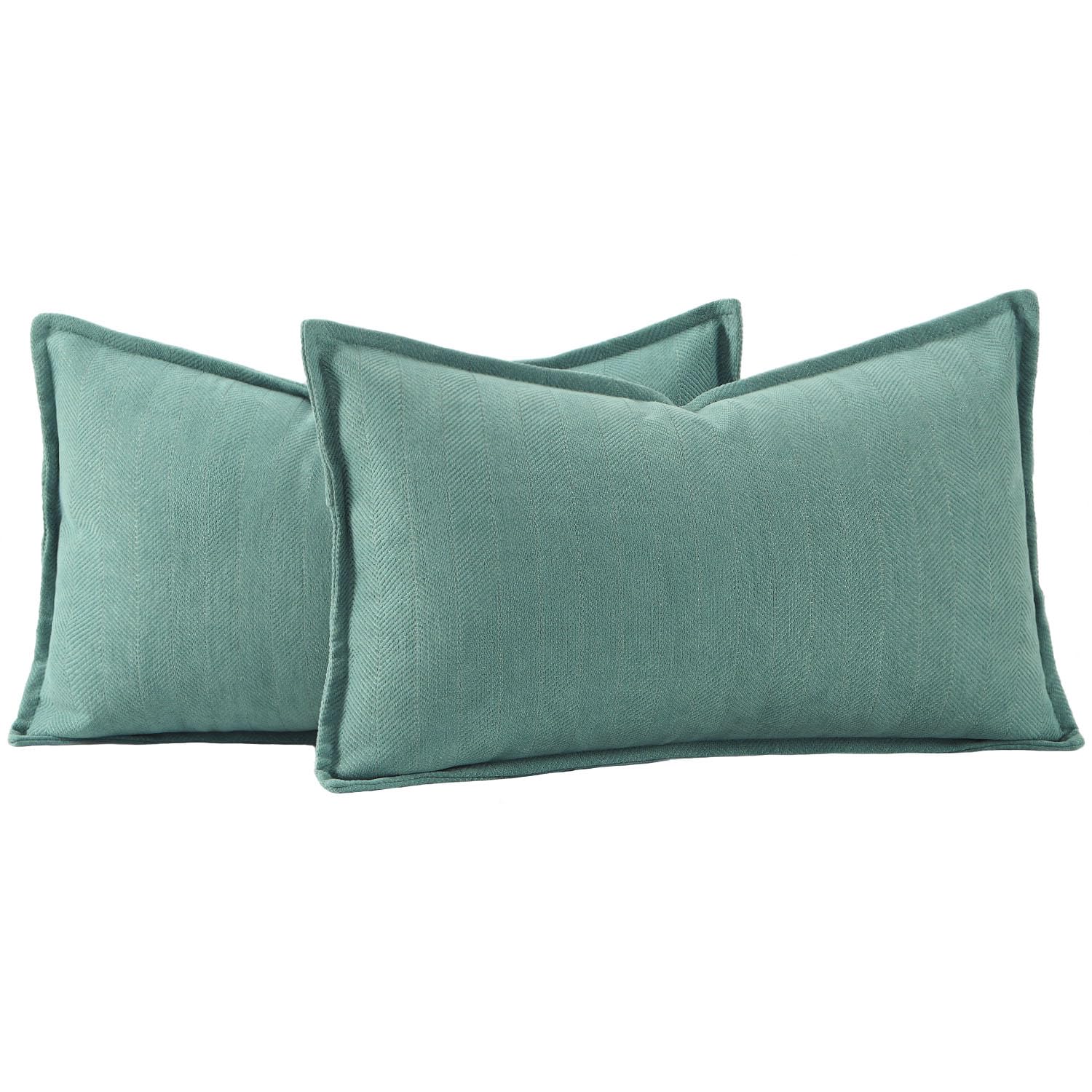 Madizz Textured Chenille Cushion Covers Set of 2 Super Soft Decorative Throw Pillow Covers Boho Pillowcases Modern Home Decor for Sofa Bedroom 12x20 inch, 30x50 cm, Aqua