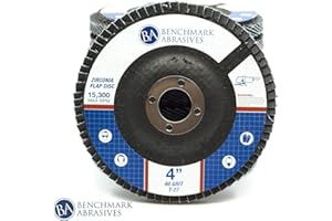 Benchmark Abrasives 4" x 5/8" Premium Zirconia Type 27 Flap Discs for Angle Grinder, 4 Inch Sanding Disc, Rust Removal, Deburring Finishing - Grinding Wheels (10 Pack) 80 Grit