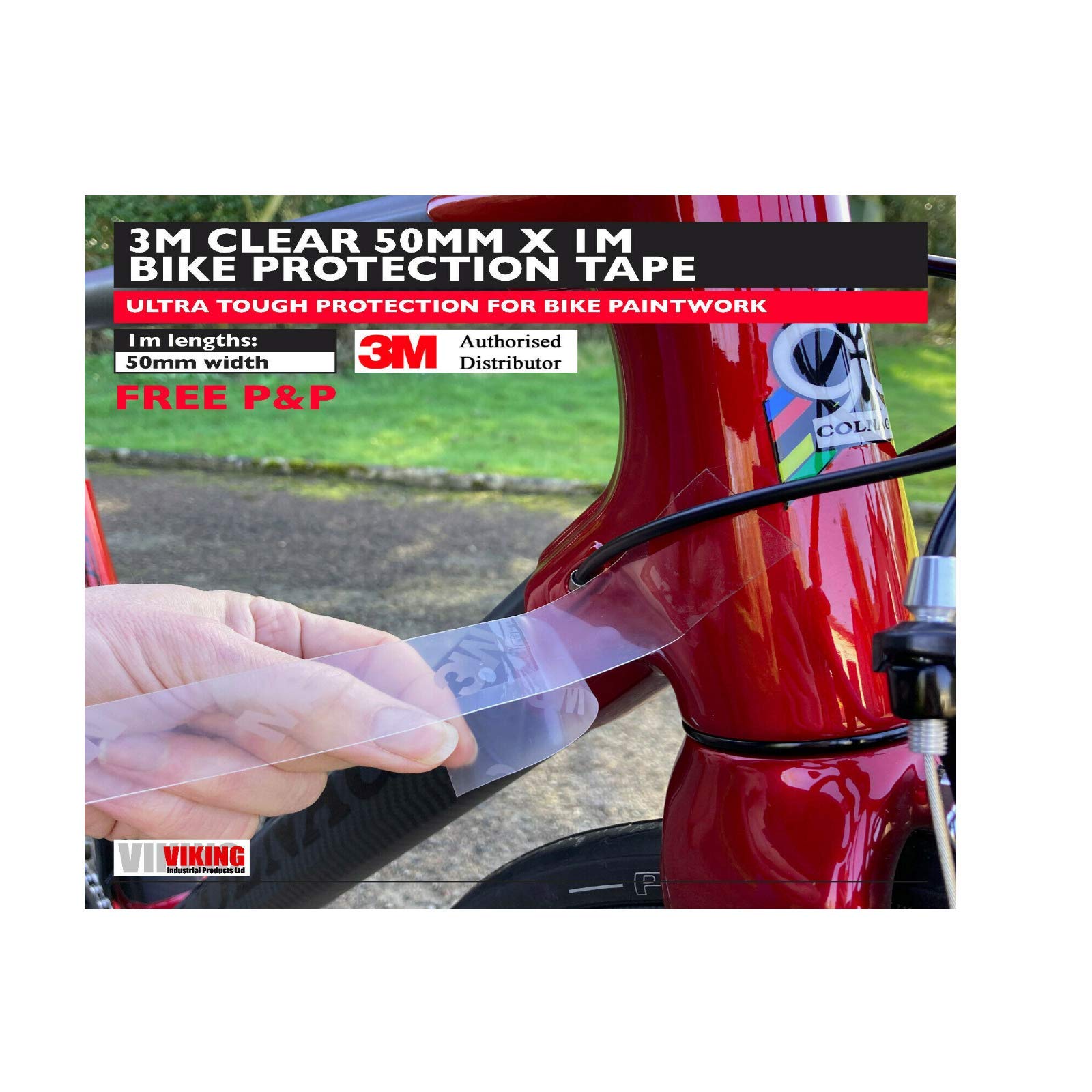 StickyTapes Bike Protection Tape - 50mm x 1000mm roll of 8671HS Helicopter Tape - Strong Clear Protective Film - made by 3M