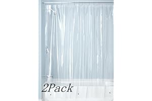 Ghooss PEVA 8G Shower Curtain Liner (Pack of 2), Waterproof Bathroom Liner , 72 Inch by 72 Inch - Clear