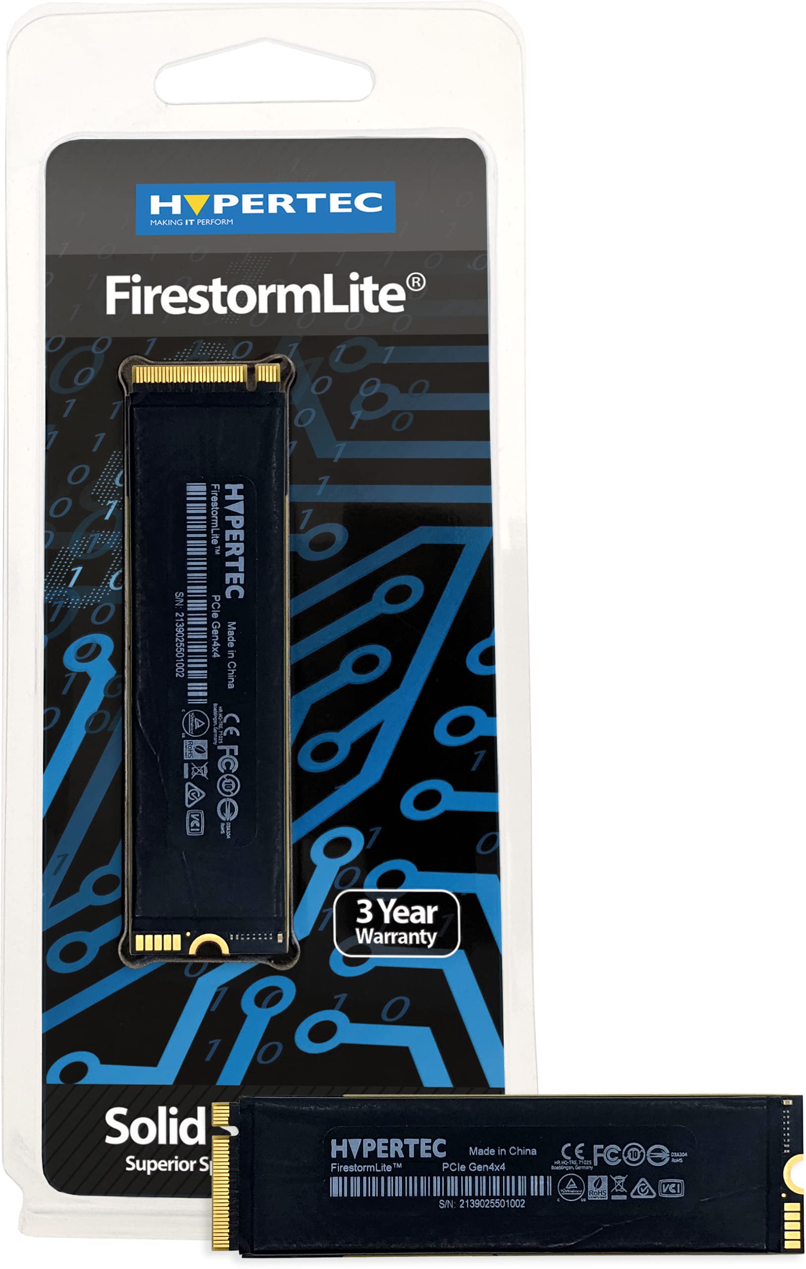 Hypertec FirestormLite 1TB M.2 2280 NVMe PCIe Gen 4x4 SSD; 2GB DRAM cache, 7400MB/s seq Read, 5200MB/s Seq write, Random 4K IOPS 751K read / 663k write, 680TB TBW