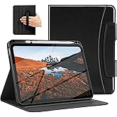 MoKo for iPad A16 Case 11-inch, iPad 11th/10th Generation Case (2025/2022) with Pencil Holder & Pocket, Premium Leather Folio Stand Cover, Multiple Viewing Angles, Black