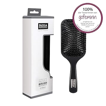 PARSA Extra Shine Paddle Brush 100-2L - Haarbürste aus Naturborsten zum Glätten und Kämmen, mit Keratin angereichert, Bürste 