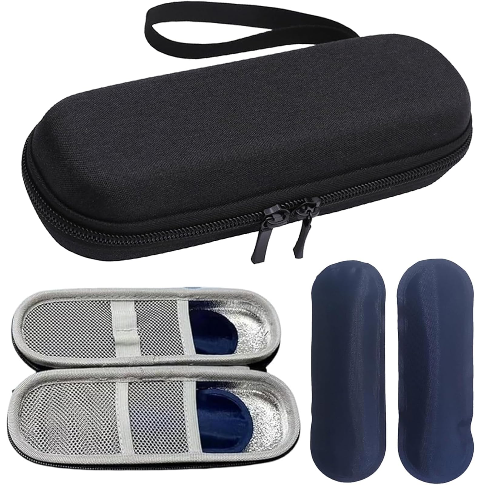 PRVCFZ Insulin Cooler Travel Case, Insulin Pen Case with 2 Insulin Cooler Ice Packs, Portable Insulin Travail Case, Insulin Cooling Case Insulated Organizer for Insulin Pens 20 * 7 * 5cm (Black)