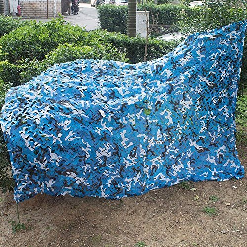 elecfan 10 ft x 10 ft Camo Net White & Blue, Outdoor Camouflage Netting Military, Camping Hunting Shooting Blind Sunscreen Camo Netting Watching Hide Party Decorations