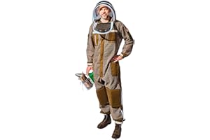 FOXHOUND BEE COMPANY Sting Stopper Beekeeping Suit, Triple Layer Ventilated Bee Clothing in Olive Green with Removable Veil, Fits 4'11" - 6'7" with Updated Fit– Protective Bee Keeper Gear for Men and Women, X-Large