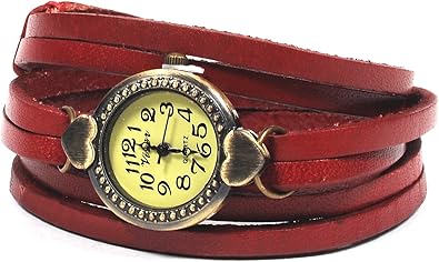 Amazon Co Jp スペイド Spade メンズ ブレスレット 腕時計 ブレスウォッチ 革 重ねづけ レザー アクセサリー W973 ワイン 服 ファッション小物