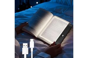 Flat Book Light, LED Transparent Booklights for Reading in Bed at Night, 3 Colors & Timer Dimmable Panel, Rechargeable Clear 