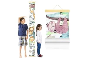Growth Chart Kids, LSTAMOY Kids Height Chart Removable Height Measurement Chart with Hook for Boys Girls Growth Ruler Nursery