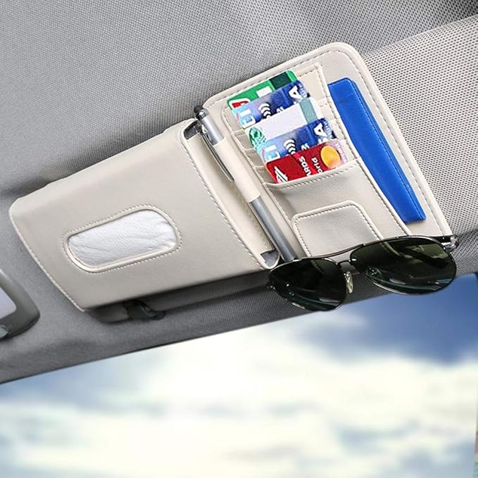 Car Sun Visor Organizer with Tissue Holder, Premium Auto