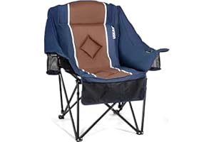 USKAU Oversized Folding Camping Chair for Adults Heavy Duty Padded Outdoor Chairs Big and Tall XL Picnic Chair with Cup Holders 400lb Capacity, Comfy for Lawn Sports and Outside Use