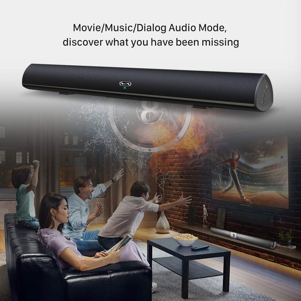 80 Watt Sound Bar, MEGACRA Surround Sound System TV Soundbar (IR Learning Remote, 3 Audio Mode,6 Speaker Driver, 34 inch, Wireless Wired Connections)
