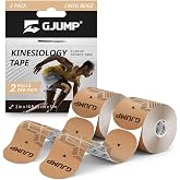 GJUMP Kinesiology Tape, 40 Count Precut Strips 2 Rolls Original Cotton Tape | Elastic Athletic Tape for Muscle Strain Relief &amp; Joint Support, Latex Free Kinetic Tape, Waterproof &amp; Breathable Sports Tape