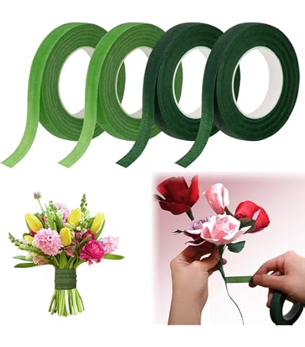 Cinta Floral Impermeable PET - 12mm X 36m, 2 Rollos, Verde Hierba, Para Arreglos Florales Y Manualidades