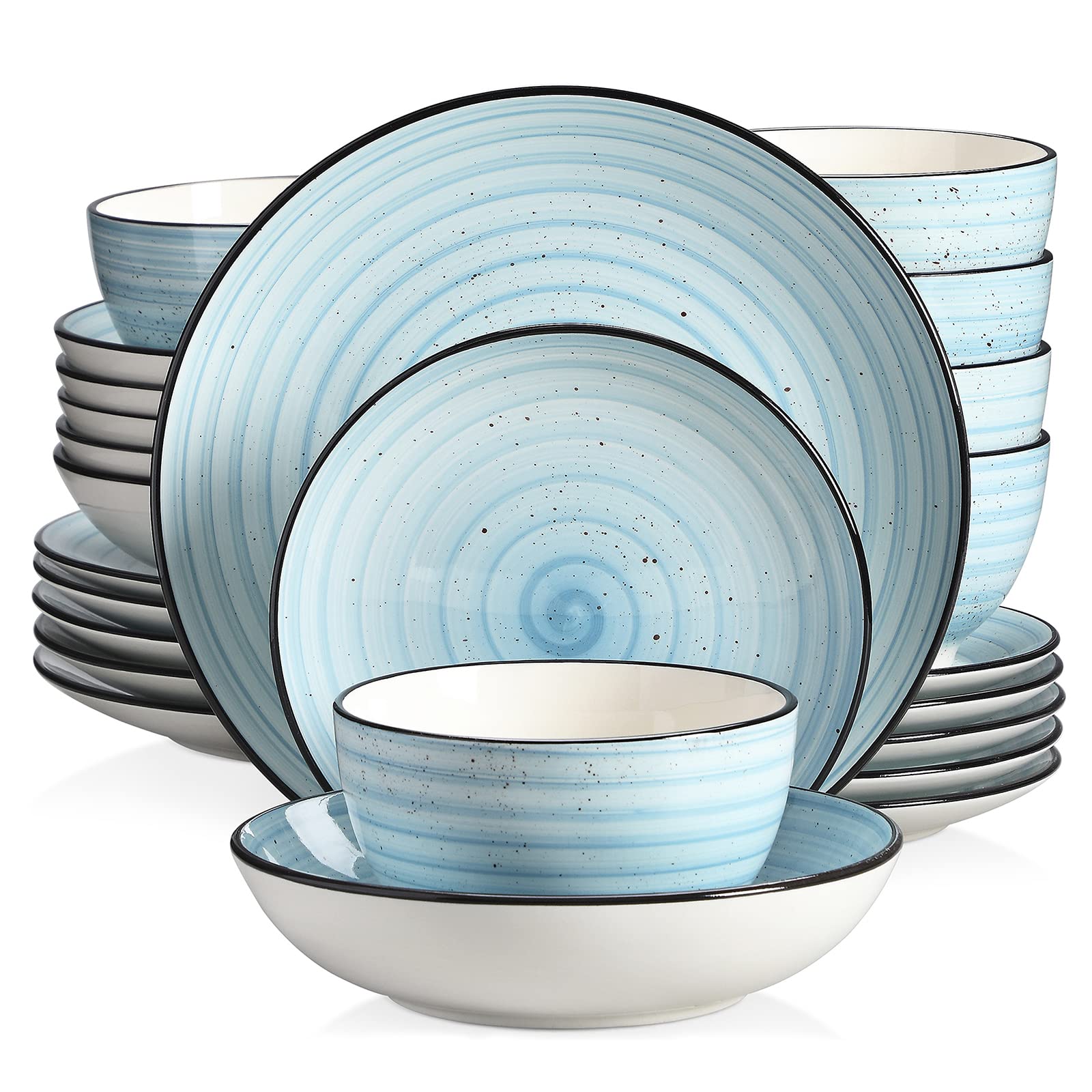 vancasso Bonbon Green Dinnerware Set 24 Pieces Stoneware, Handpainted ...