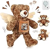 Leyndo Angel Remembrance Bear Plush Stuffed Animal with Recorder 12 Inch Voice Recording Dolls with a Picture Frame Memorial 