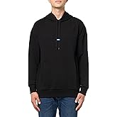 HUGO mens Twill French Terry Logo Patch Hooded Sweatshirt