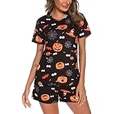 EISHOPEER Women's Pajamas Sets Cute Print Tee and Shorts Sleepwear Pjs Sets 2 Pieces Loungewear