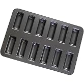 Elesinsoz 12 Cup Financier Cake Baking Pan Mini Banana Bread Loaf Cream Canoe Granola Bar Cornbread Nonstick Small Muffin Cupcake Madeleine Cookie Tin Tray Mold