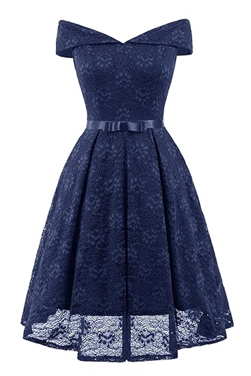navy lace swing dress