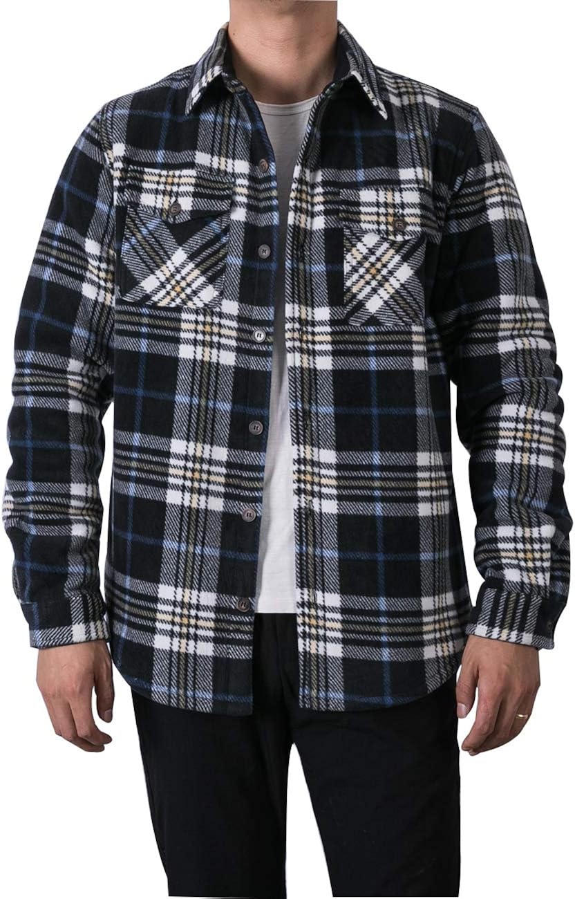 Men's Warm Sherpa Lined Fleece Plaid Flannel Shirt Jacket(All Sherpa Fleece Lined): Clothing